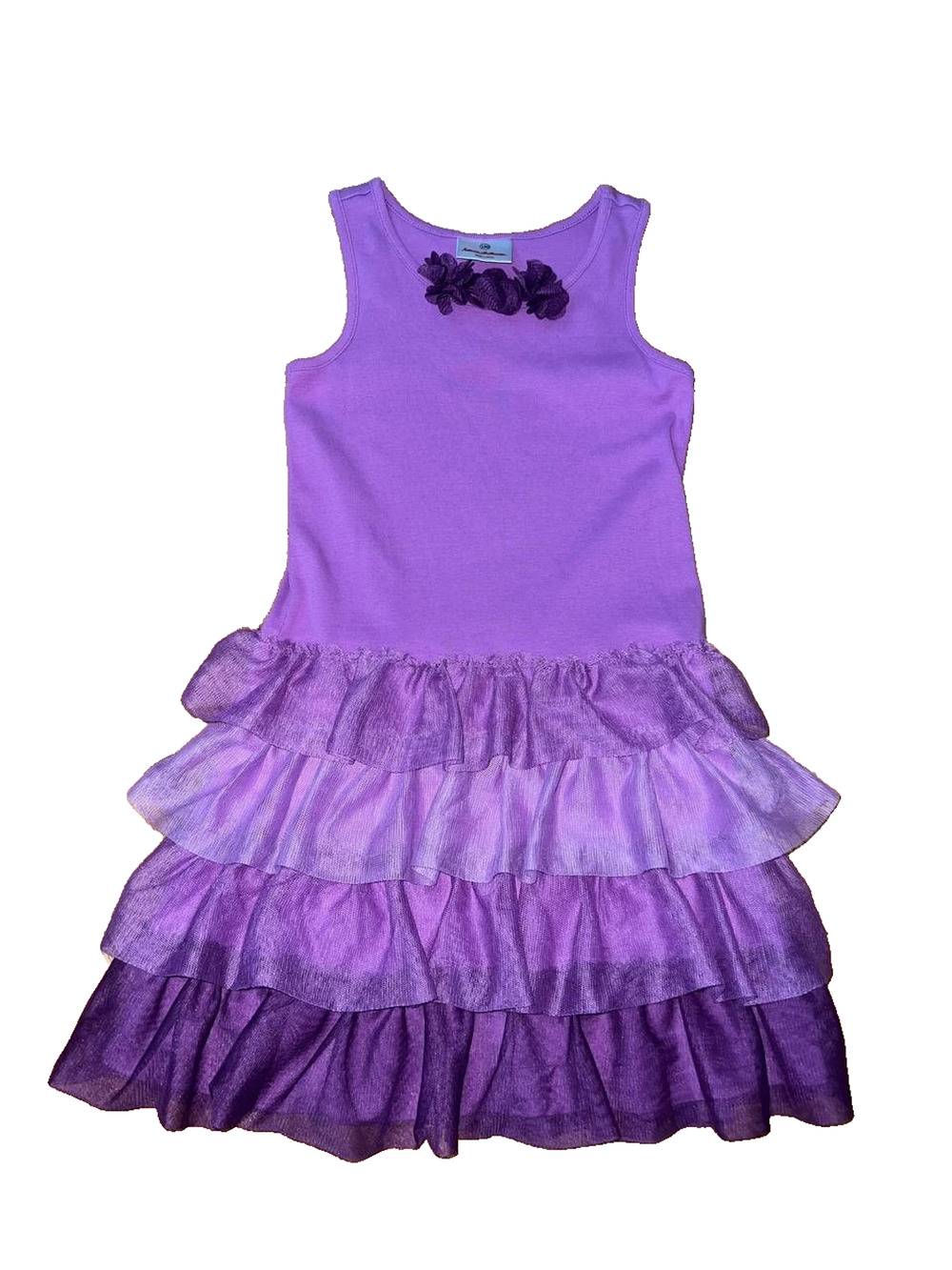 HANNA ANDERSSON 120 Dress Ombre with Ruffles of Tulle 8 years A010956